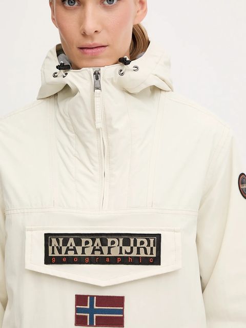 Napapijri kurtka Rainforest kolor beżowy przejściowa oversize NP0A4GM6N1J1