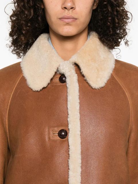 ISABEL MARANT shearling-trim coat - Brown