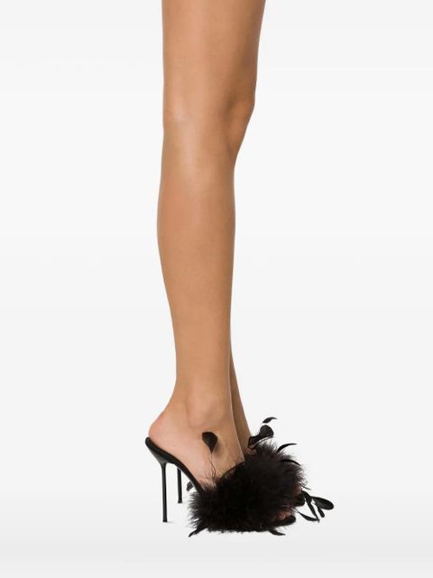 Paris Texas Lidia feather mules - Black