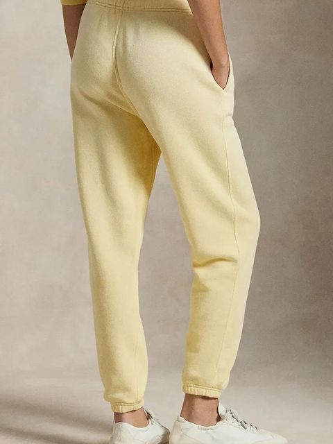 Polo Ralph Lauren spodnie dresowe bawełniane kolor żółty gładkie 211935585