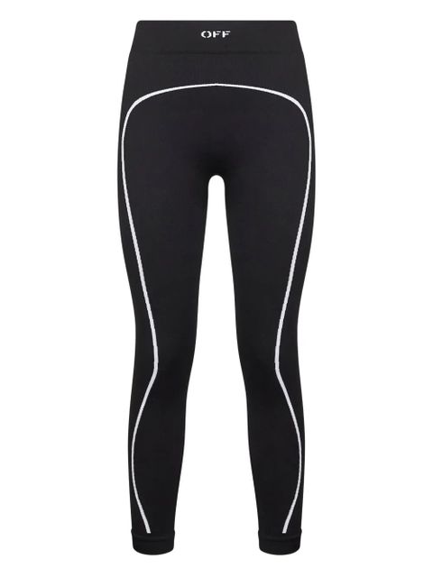Off-White stripe-detail ribbed leggings - Black - zdjęcie produktu nr 1