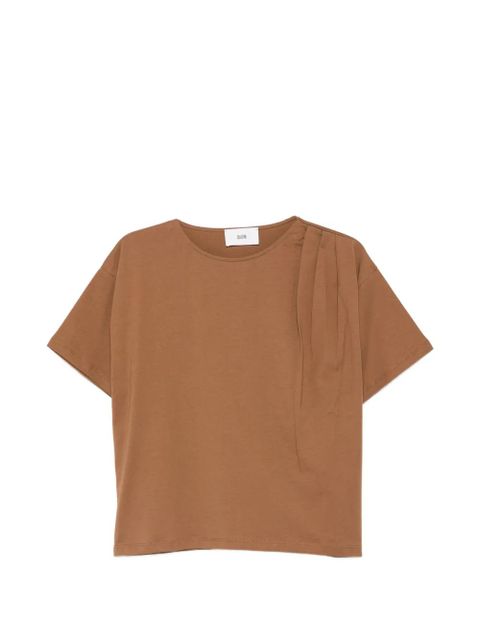 SOLOTRE gathered-trim T-shirt - Brown - zdjęcie produktu nr 1