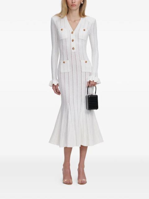 Self-Portrait pointelle-knit midi dress - White - zdjęcie produktu nr 1