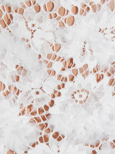 Self-Portrait bow lace mini dress - White