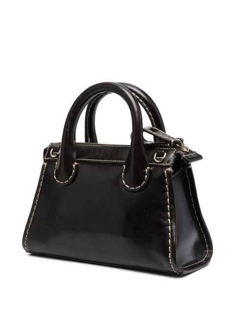 Chloé logo-patch leather tote bag - Brown - zdjęcie produktu nr 2