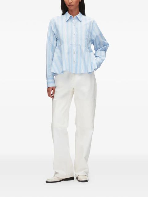 3.1 Phillip Lim flounce striped peplum shirt - Blue