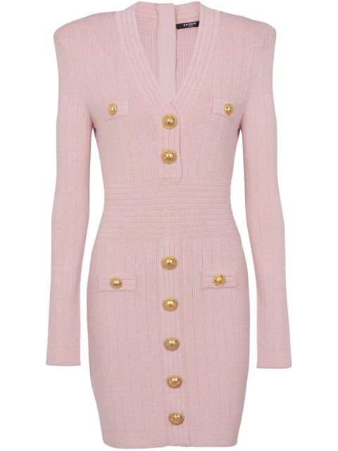 Balmain button-embellished knitted minidress - Pink