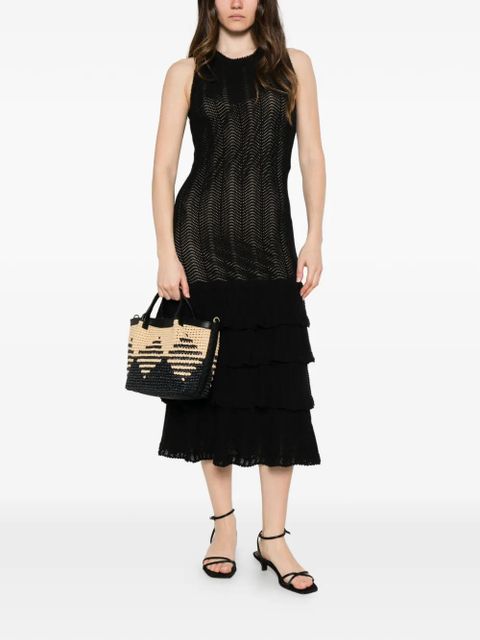 TWINSET pointelle-knit ruffled midi dress - Black - zdjęcie produktu nr 2