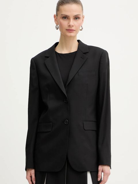 Karl Lagerfeld marynarka z dodatkiem wełny kolor czarny jednorzędowa gładka B1W14012 - zdjęcie produktu nr 1