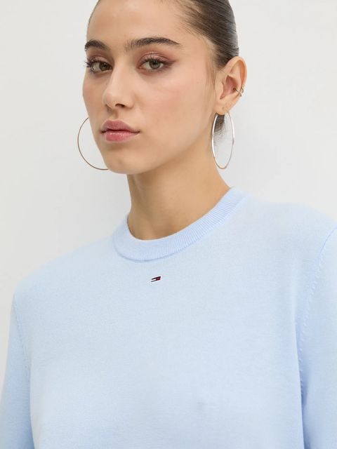 Tommy Jeans sweter bawełniany kolor niebieski lekki DW0DW20159