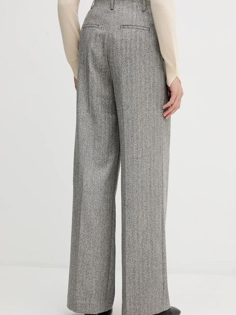 Sisley spodnie damskie kolor czarny szerokie high waist 4D12LF07V