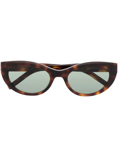 Saint Laurent Eyewear tortoiseshell logo-plaque sunglasses - Brown - zdjęcie produktu nr 1