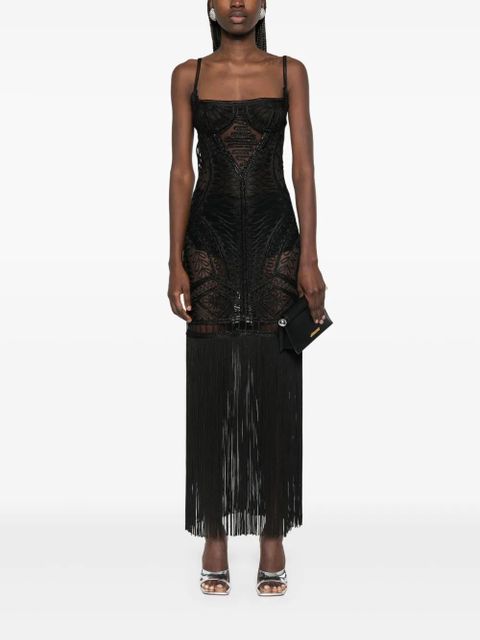 The Attico embroidered midi dress - Black