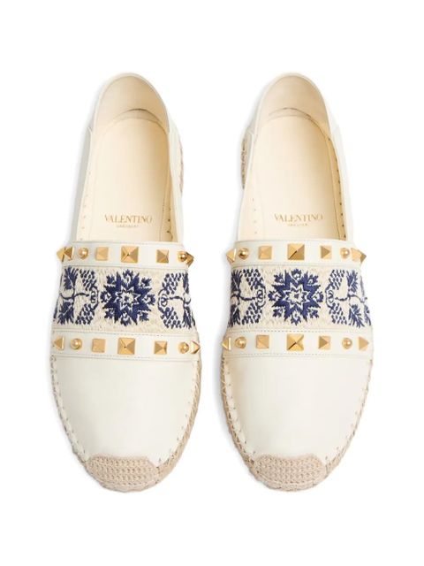 Valentino Garavani County Rockstud-detailgrape espadrilles - White