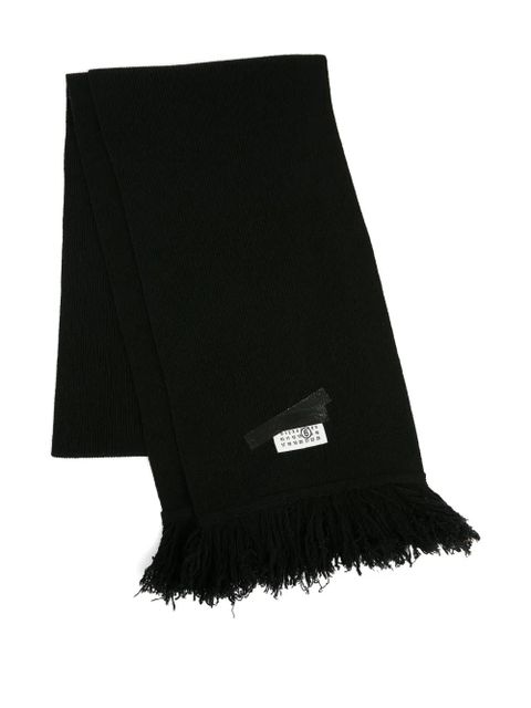 MM6 Maison Margiela ribbed fringed scarf - Black - zdjęcie produktu nr 1