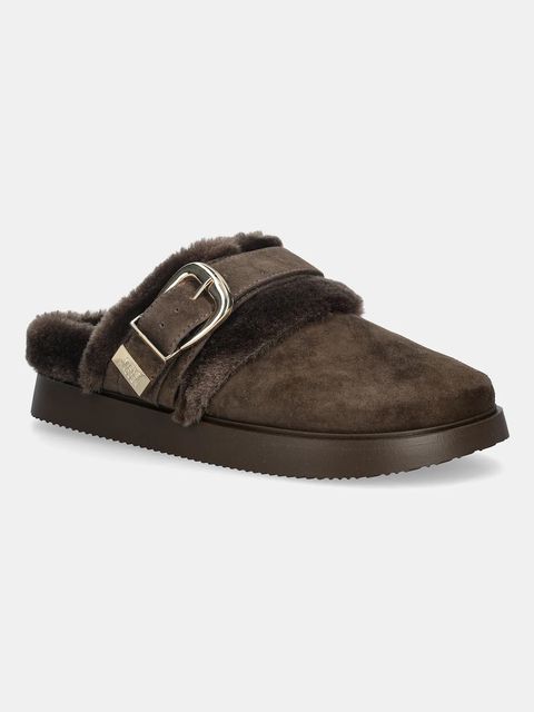 Steve Madden kapcie zamszowe Cozy Up kolor brązowy 11004964 - zdjęcie produktu nr 1