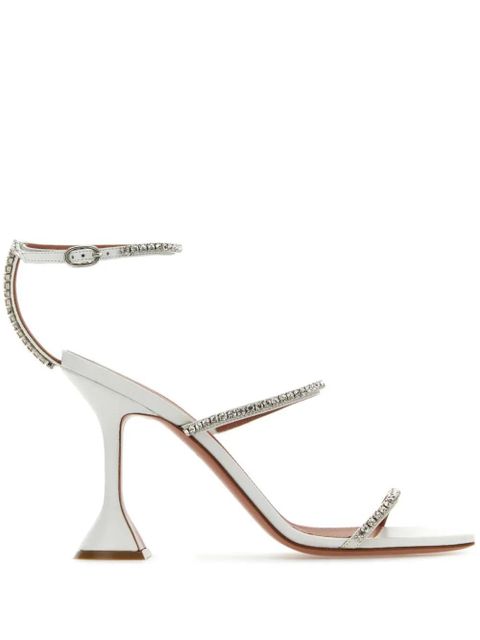 Amina Muaddi embellished ankle strap sandals - White - zdjęcie produktu nr 1