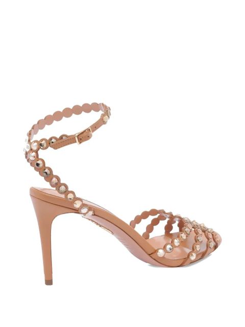 Aquazzura 85mm leather heeled sandals - Brown - zdjęcie produktu nr 2