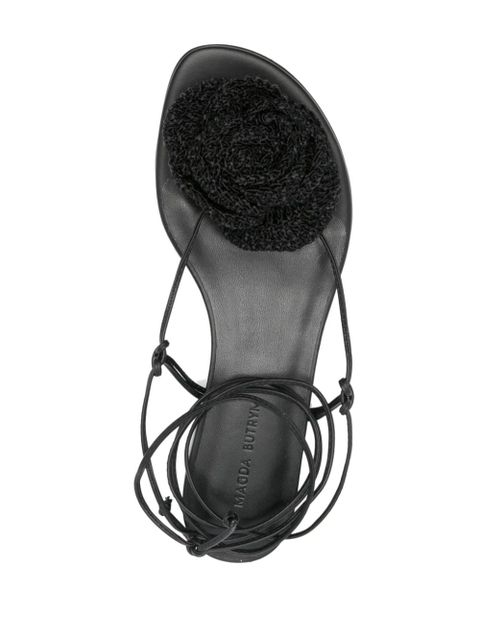 Magda Butrym crochet-floral-appliqué sandals - Black