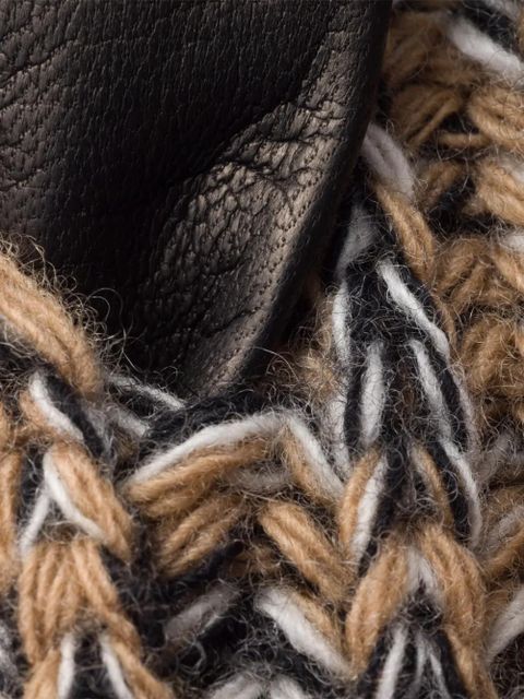 Prada nappa leather and mélange knit gloves - Black - zdjęcie produktu nr 2