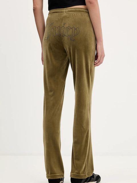Juicy Couture spodnie dresowe welurowe kolor zielony z aplikacją JCWBJ225307