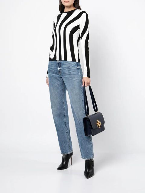Tory Burch stripe-print long-sleeved top - White