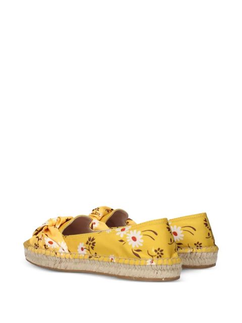 Miu Miu floral-print bow-detail espadrilles - Yellow