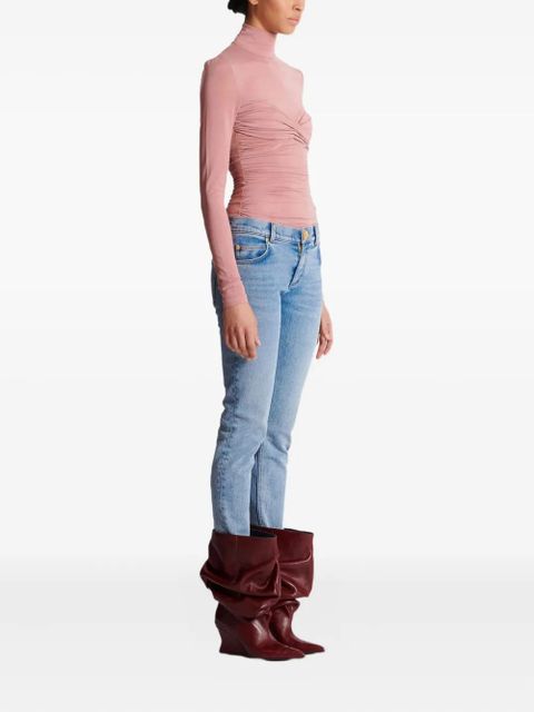 Balmain faded-wash button-embellished jeans - Blue - zdjęcie produktu nr 2