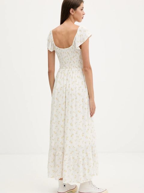 Hollister Co. sukienka kolor biały maxi rozkloszowana KI359-5298