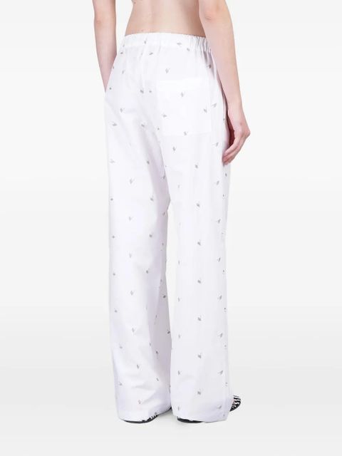 The Attico logo-embroidered trousers - White