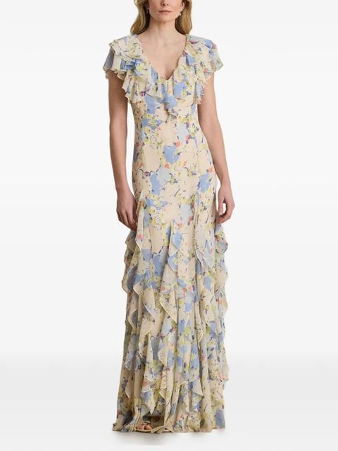 Lauren Ralph Lauren floral-print ruffled dress - Neutrals - zdjęcie produktu nr 2