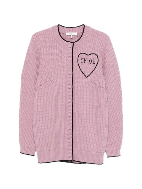Chloé logo rib knit cardigan - Pink - zdjęcie produktu nr 1