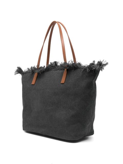 MC2 Saint Barth fringed logo-embroidered tote bag - Black