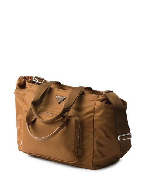 Prada logo-plaque tote bag - Brown