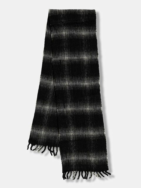 Tommy Jeans szalik z dodatkiem wełny damski kolor czarny wzorzysty AW0AW17904 - zdjęcie produktu nr 1