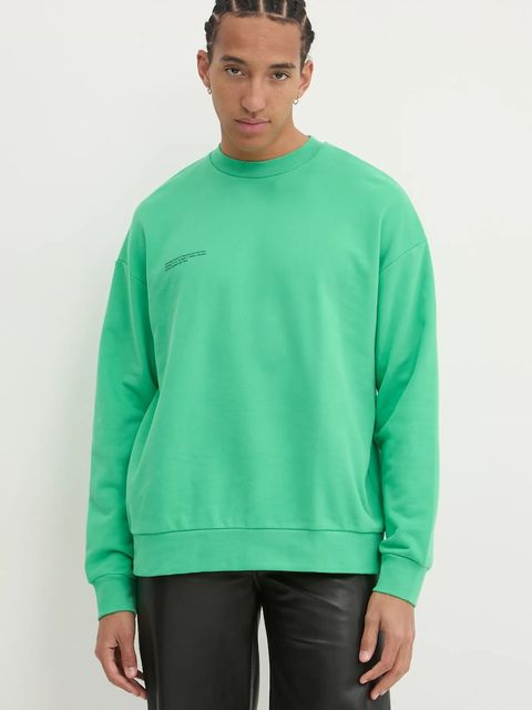 Pangaia bluza bawełniana kolor zielony z nadrukiem