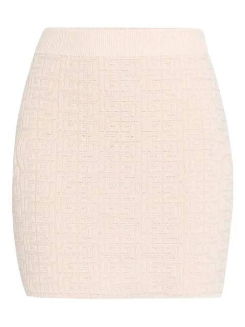 Balmain monogram knitted mini skirt - Neutrals - zdjęcie produktu nr 1