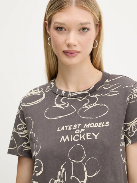 Desigual t-shirt bawełniany MICKEY SKETCH damski kolor szary 25WWTK03