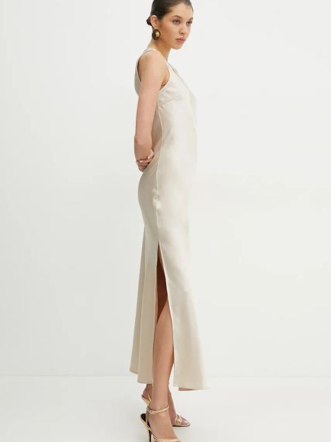 Silvian Heach sukienka CORNAVA kolor beżowy maxi dopasowana GPP25361VE