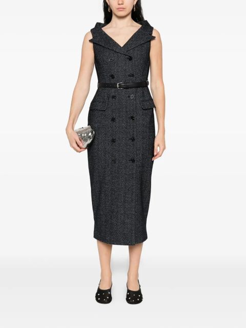 Self-Portrait double-breasted belted dress - Grey