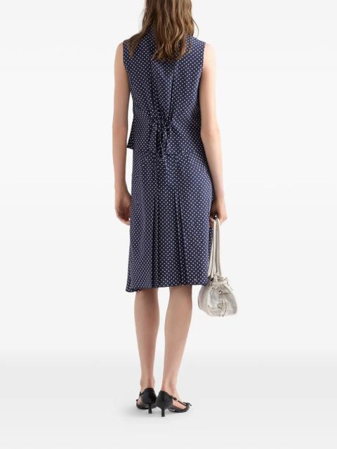 Prada sleeveless polka-dot marocain silk shirt - Blue