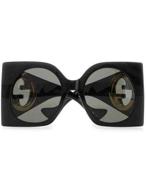 Gucci Eyewear logo-plaque square-frame sunglasses - Black - zdjęcie produktu nr 1