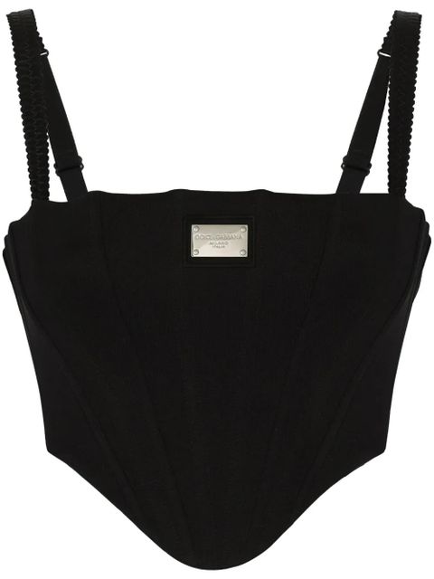 Dolce & Gabbana logo-plaque cropped bustier top - Black - zdjęcie produktu nr 1