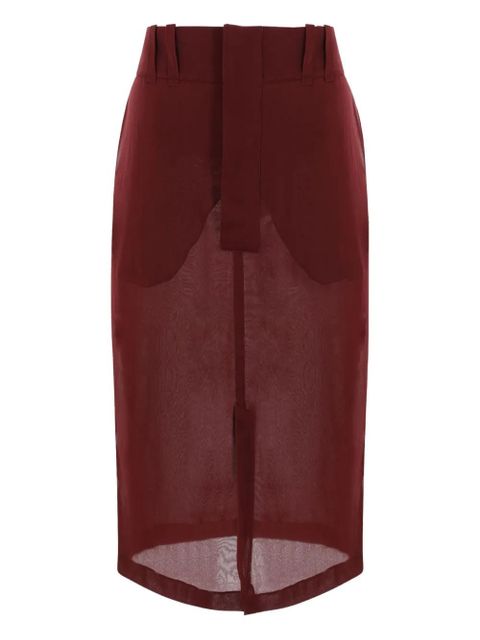 Saint Laurent silk crepe pencil skirt - Red - zdjęcie produktu nr 1