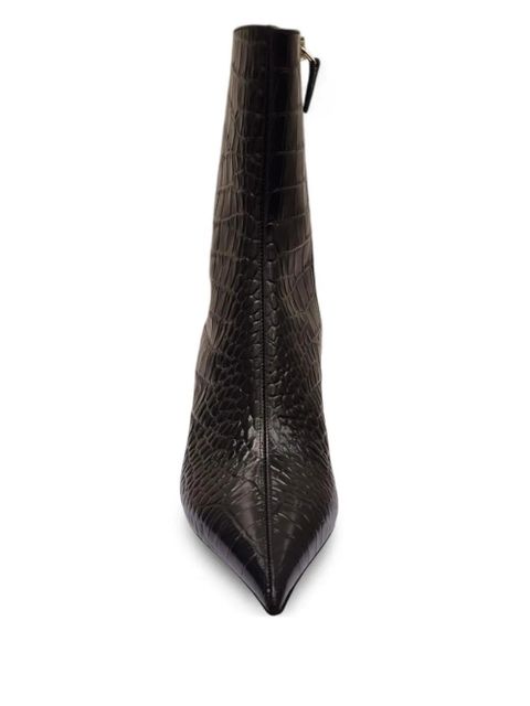 Paris Texas Nina crocodile-effect sculpted boots - Black