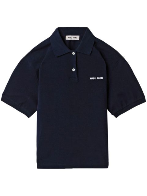 Miu Miu logo-embroidered polo shirt - Blue - zdjęcie produktu nr 1