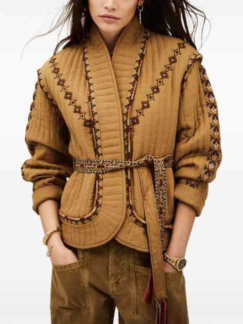 Ba&Sh Cocoon embroidered quilted jacket - Brown