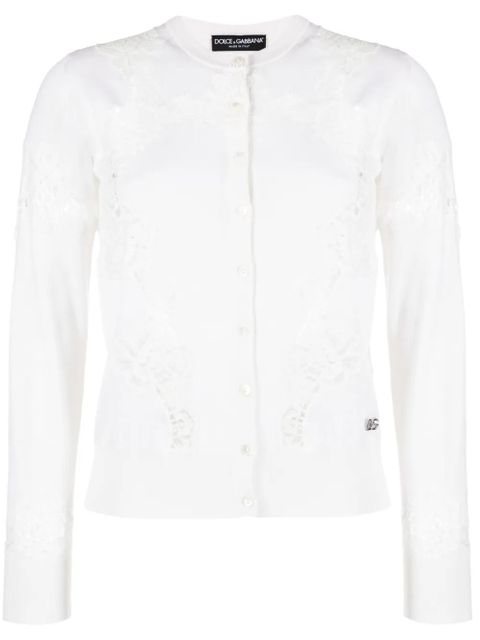 Dolce & Gabbana lace-inserts buttoned cardigan - White - zdjęcie produktu nr 1