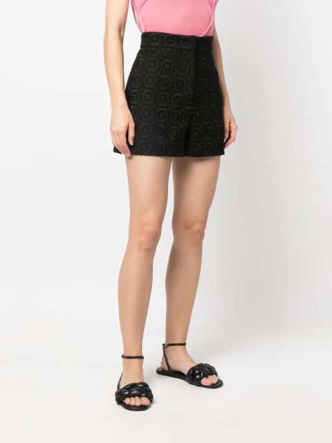Moschino floral-appliqué high-waist mini shorts - Black