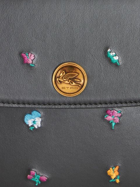 ETRO small Essential floral-embroidered shoulder bag - Black